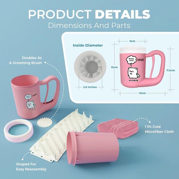 My GoGo Semi-Automatic Paw Cleaner for Small Dog Breeds- Pink - Picture 3 of 5